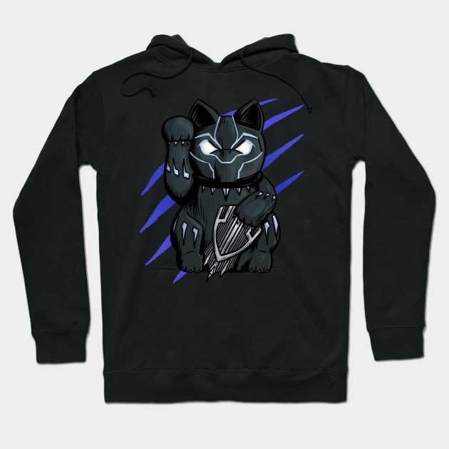 Wakanda Black Panther Maneki Neko Lucky Fortune Cat Hoodie by jasonyerface